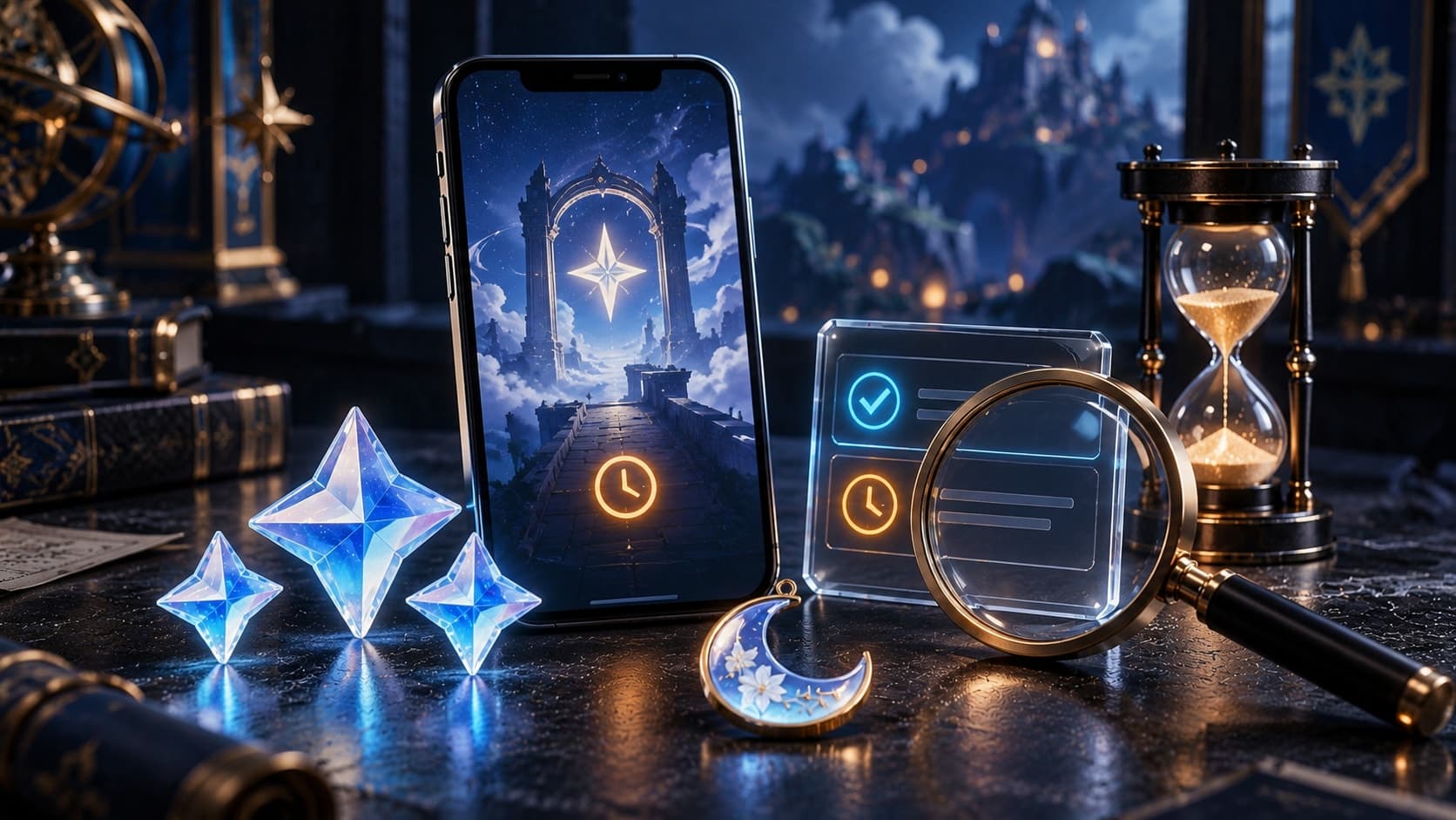 Genshin Impact Crystals, Moon Locket, Hourglass and Top-up Status Check